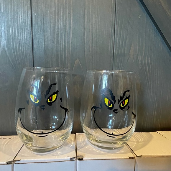 Handmade grinch glass cups set - Picture 1 of 1